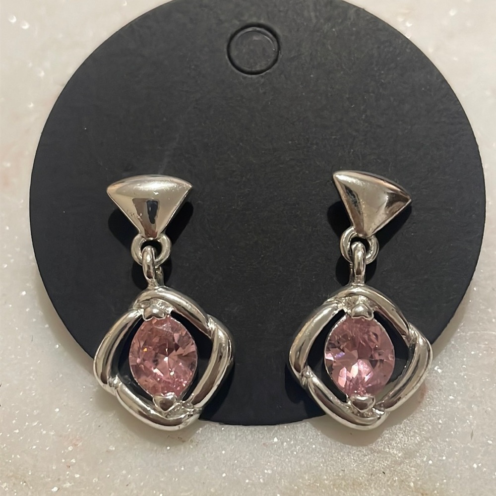 Premier Designs Pink and Silver Earrings